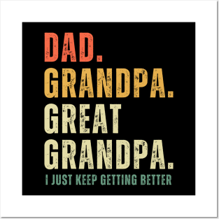 Funny Dad Grandpa Great Grandpa Retro Fathers Day Posters and Art